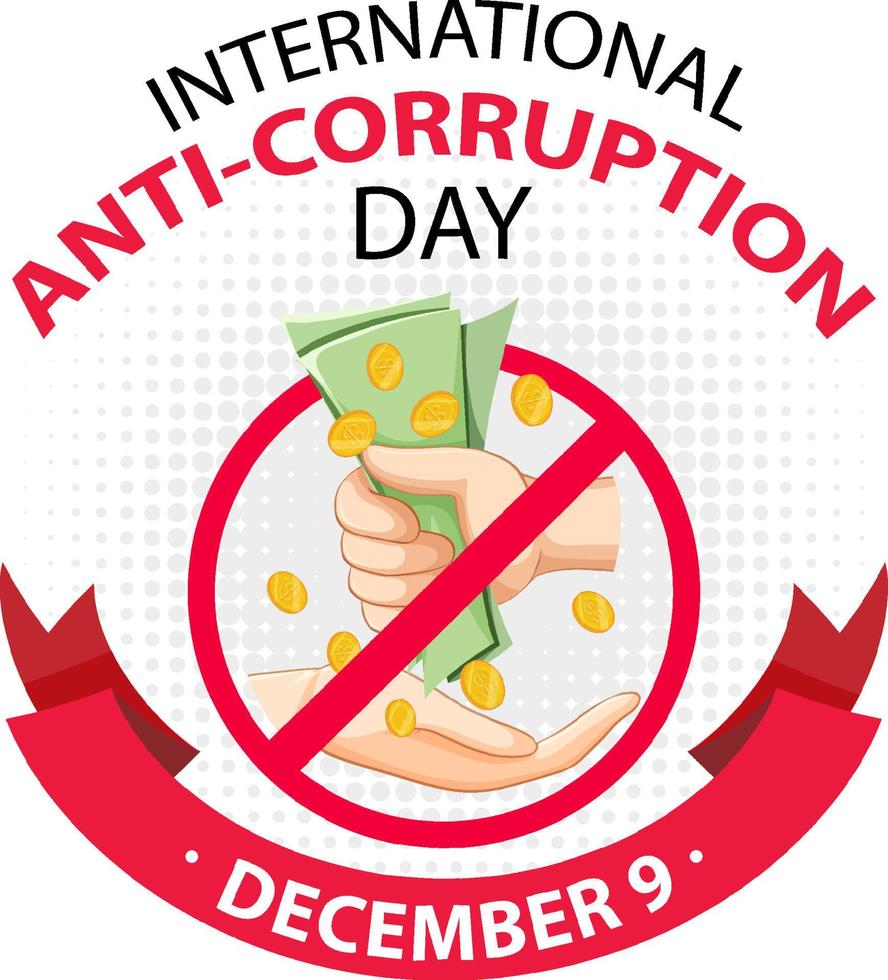 banner de icono de diciembre del día internacional contra la corrupción vector