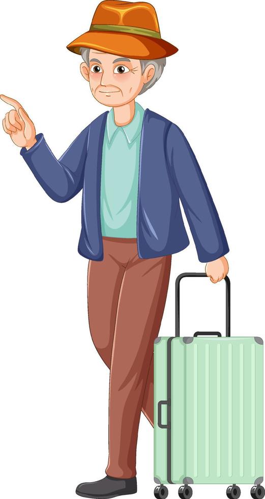 Senior man with luggage vector