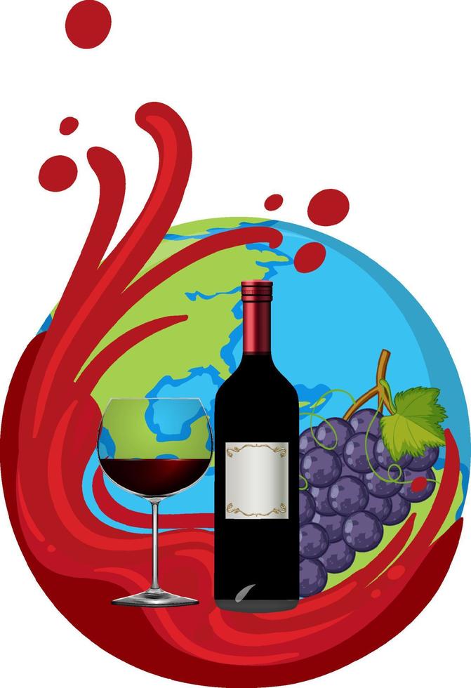 Red wine bottle and glass vector