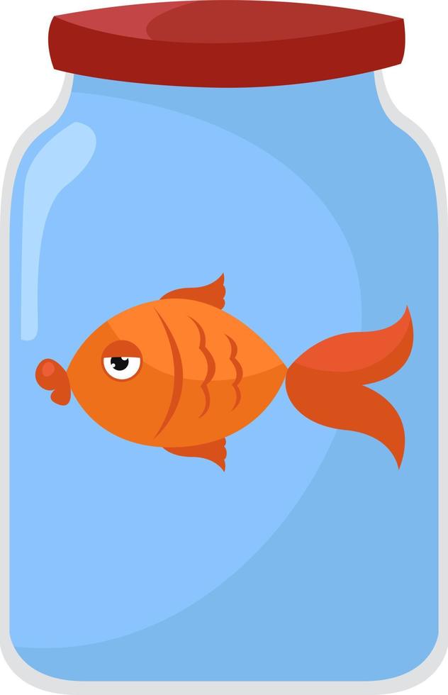 pescado en el tarro, ilustración, vector sobre fondo blanco