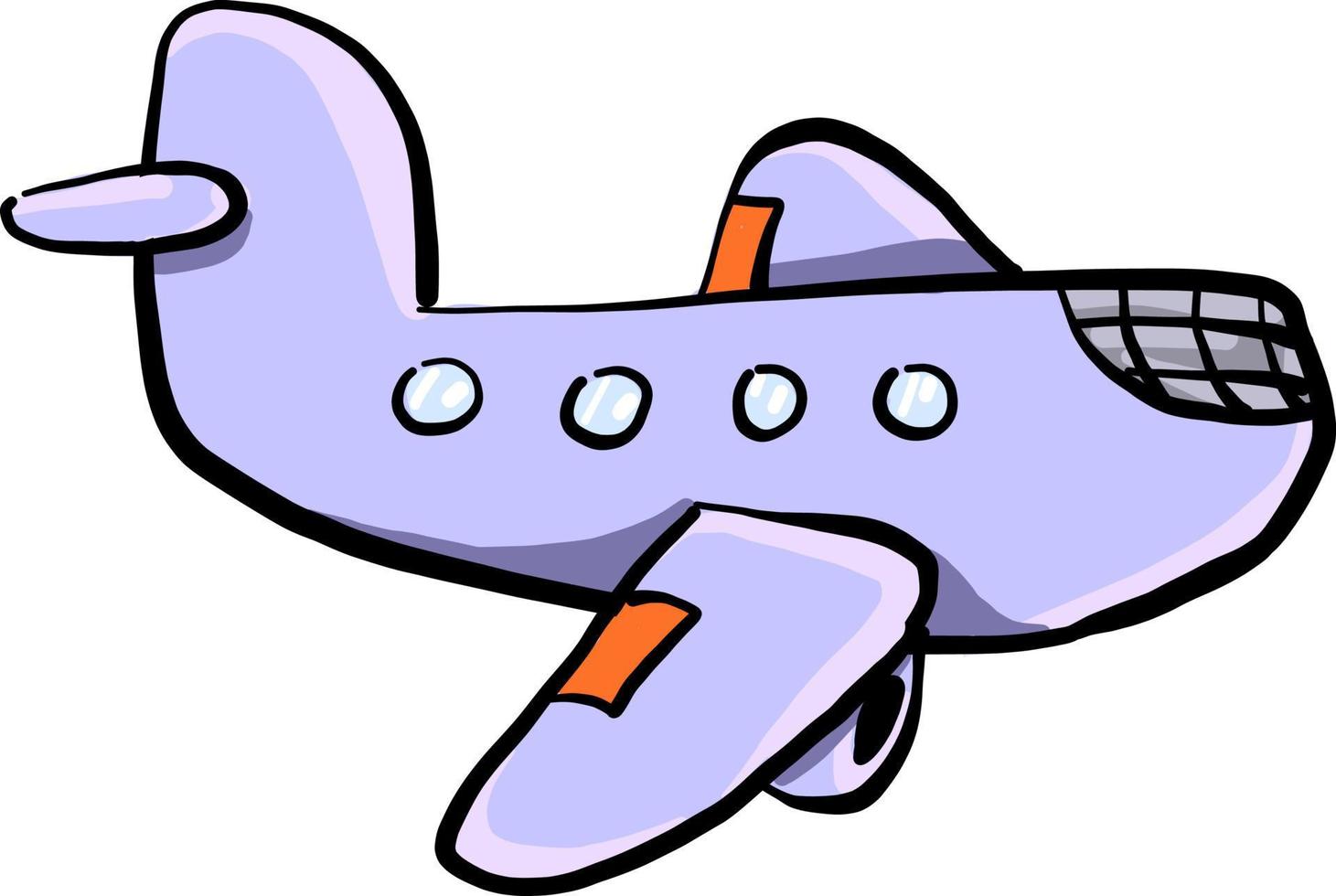 Blue plane, illustration, vector on white background.