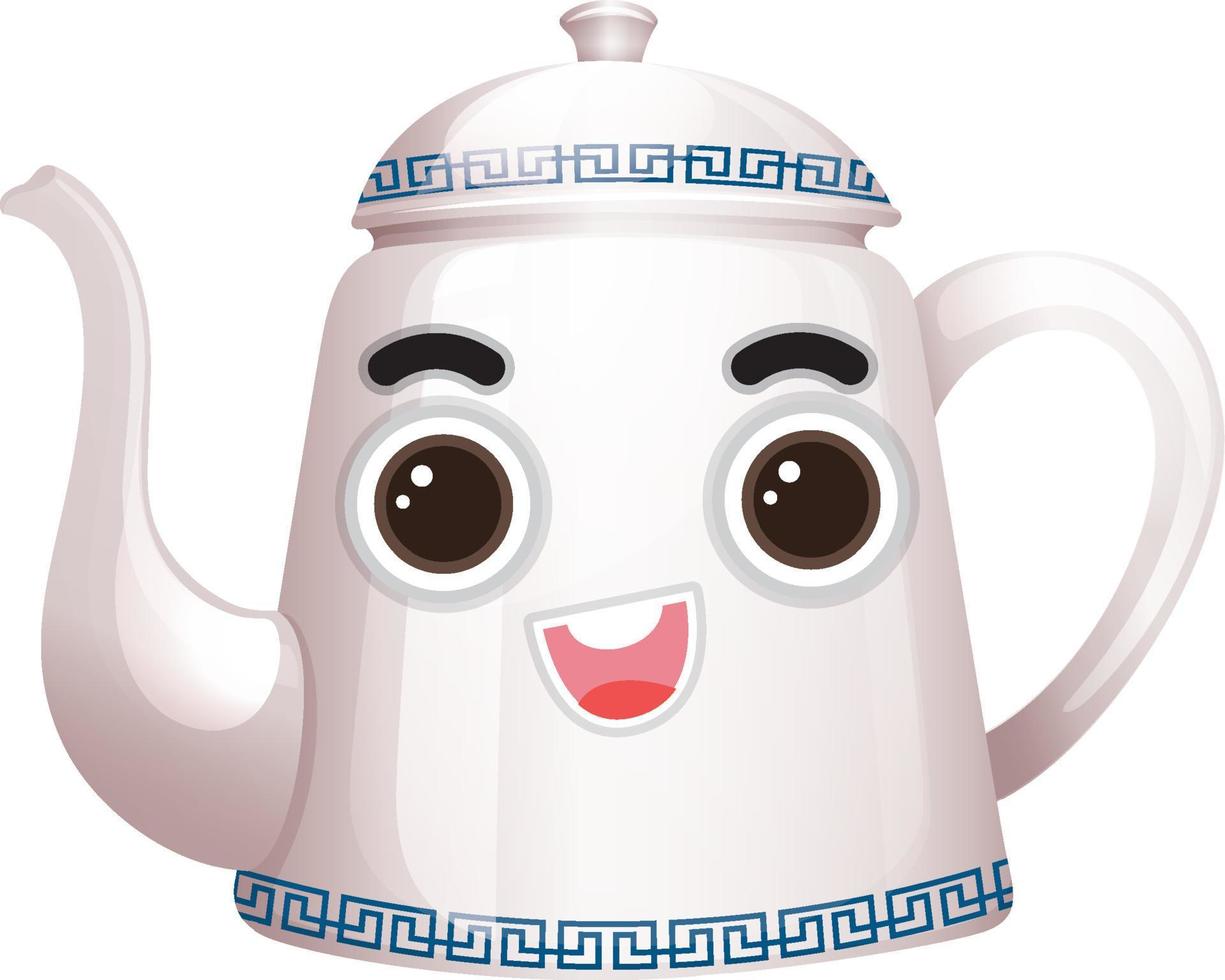A white kettle cartoon character vector