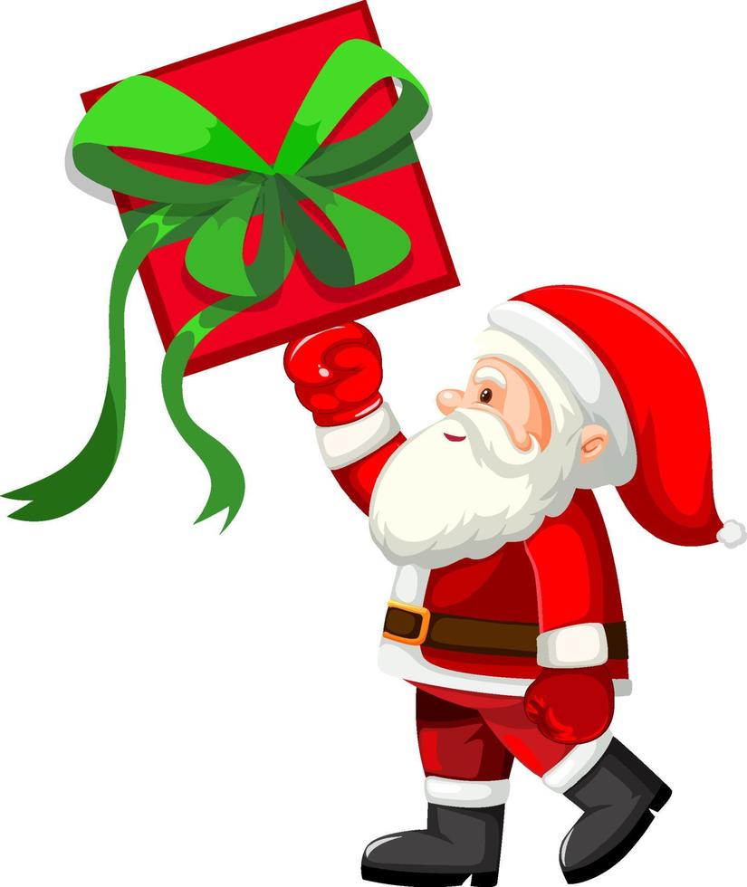 santa claus con caja de regalo vector