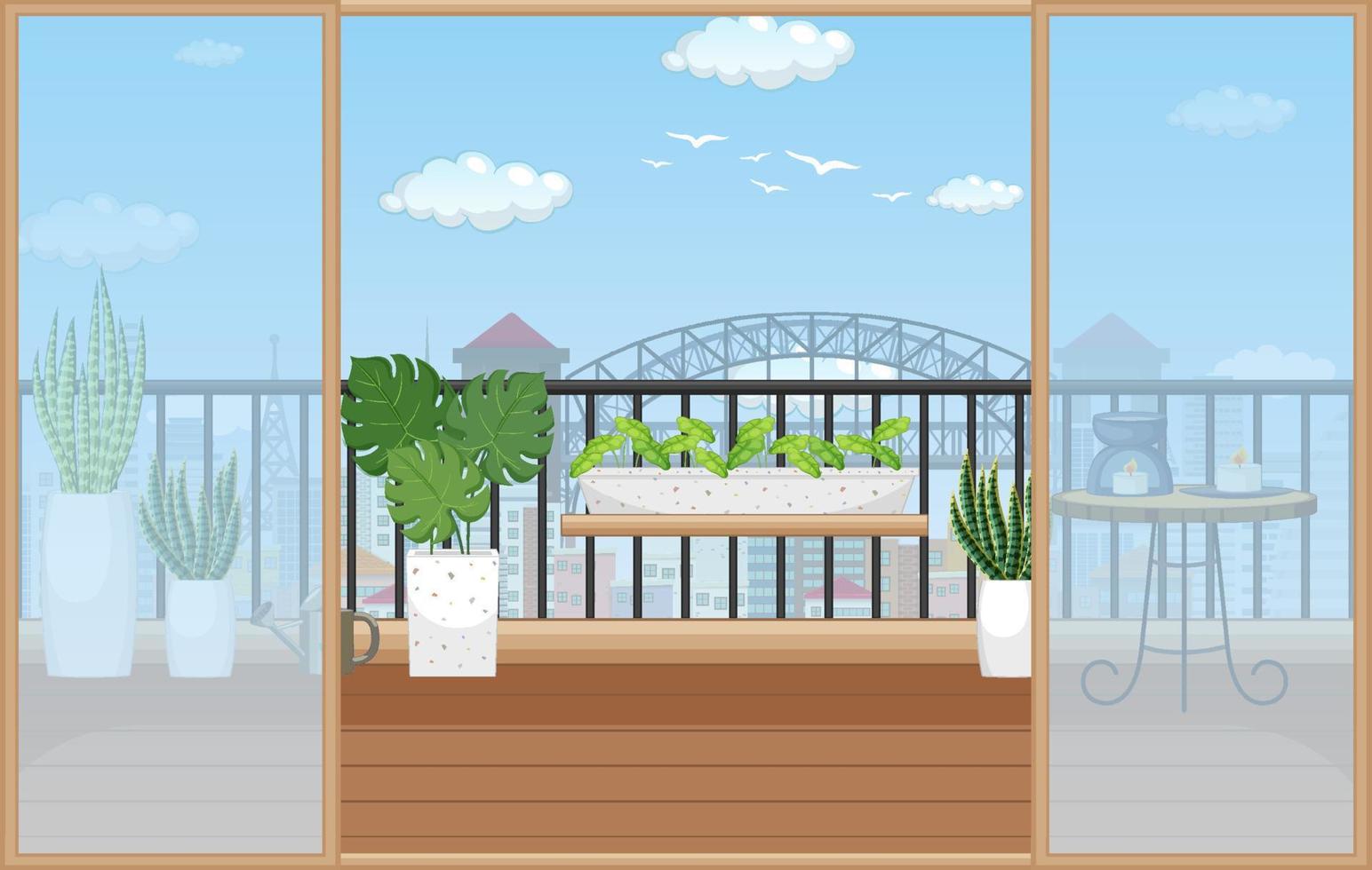 Interior of balcony scene template vector