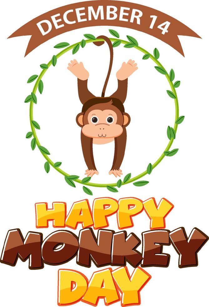 Monkey day text for banner or poster design vector