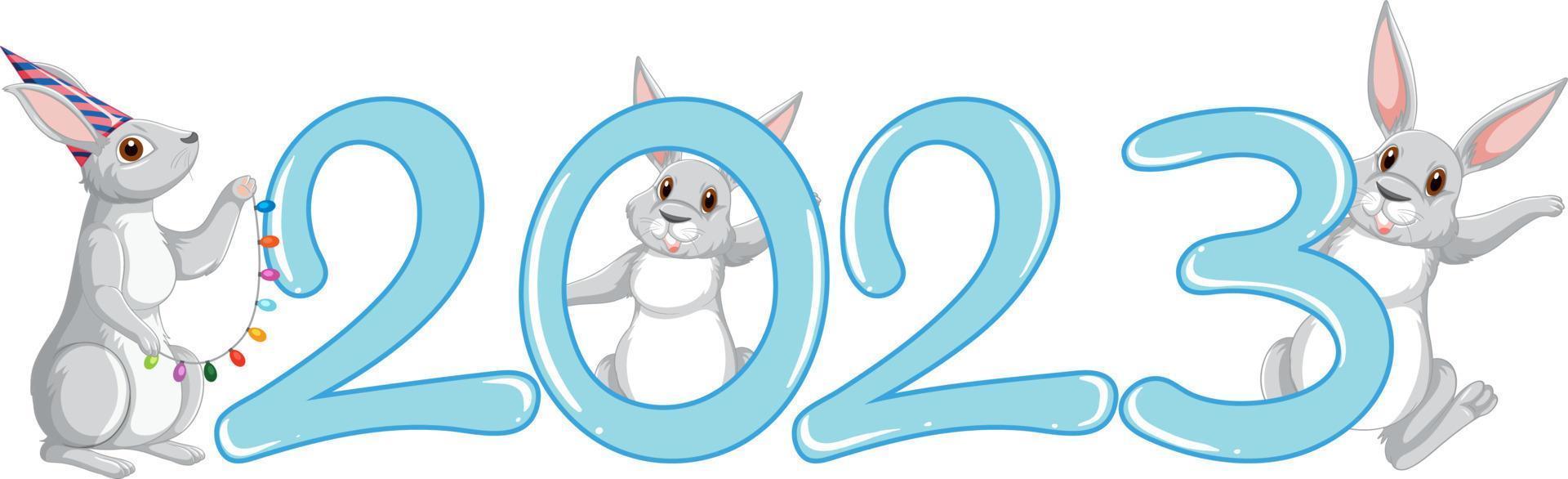 New Year 2023 rabbit sign icon vector
