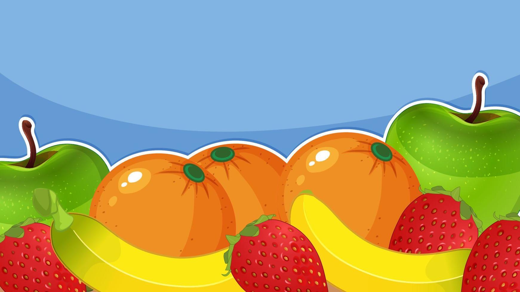 Mixed fruits background template vector