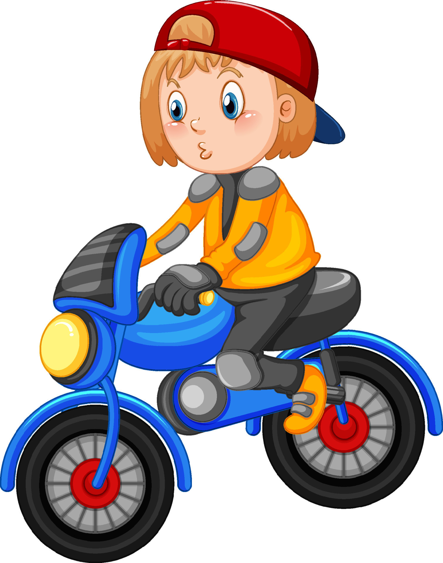 A girl riding motocross bike cartoon character 13763478 Vector Art at  Vecteezy