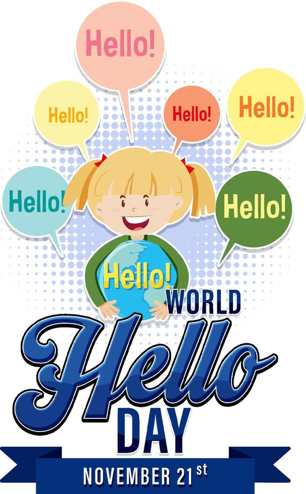 World hello day poster design vector