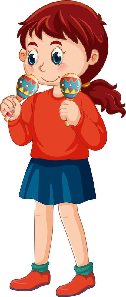 A girl playing maracas musical instrument vector