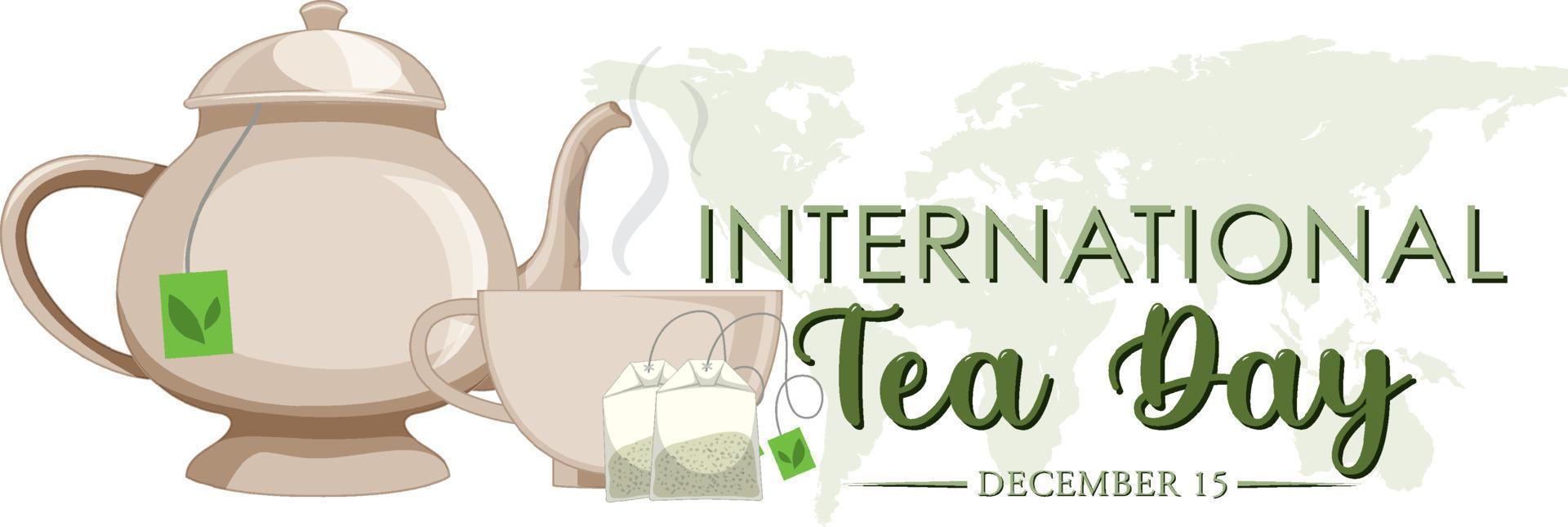 International tea day text banner design vector