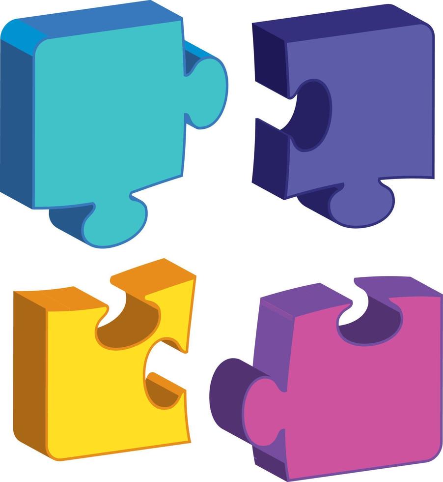 3D Jigsaw Pieces Set vector