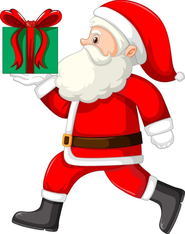 Santa Claus holding gift box vector