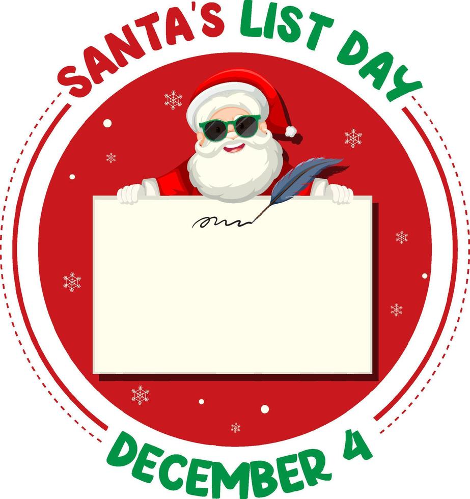 Santa's list day text banner design vector