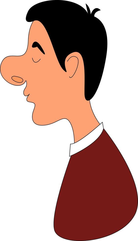 Young boy with big nose, illustration, vector on white background.