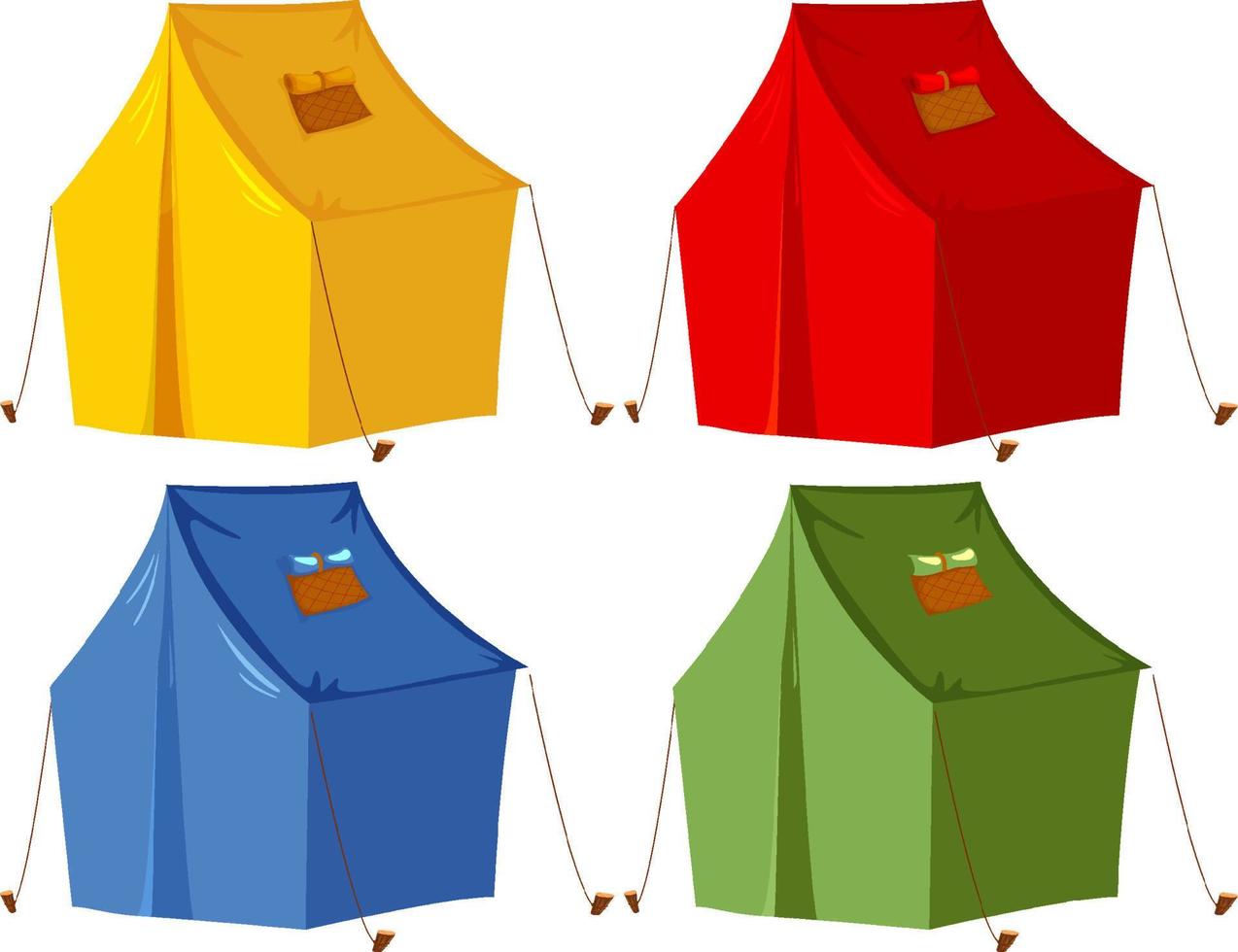 Camping tent in different colour set vector
