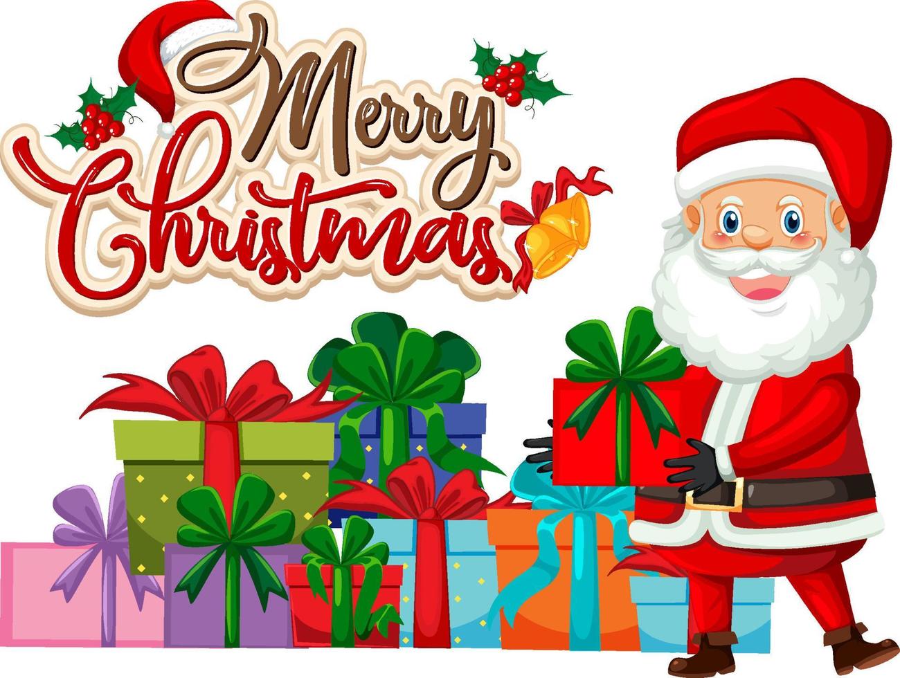 texto de feliz navidad con el personaje de dibujos animados de santa claus  13763650 Vector en Vecteezy