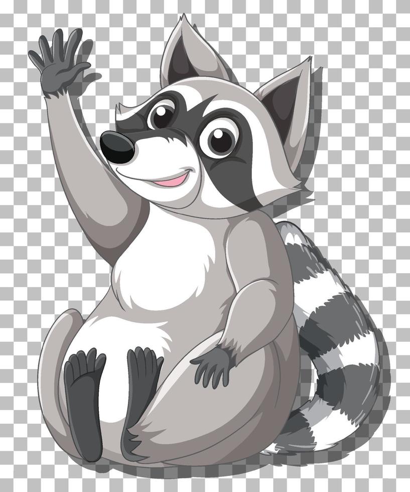 Raccoon raising hand cartoon character vector