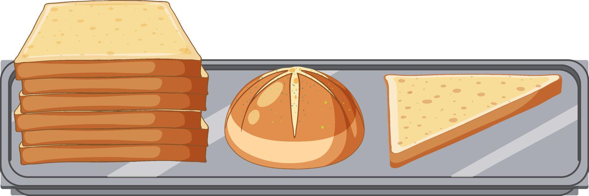 tostado en una bandeja aislada vector