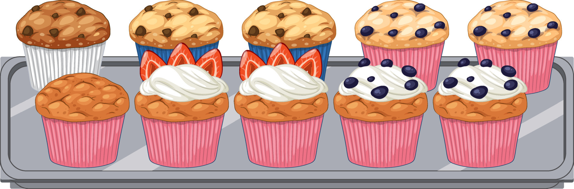una bandeja de dibujos animados de muffins 13763674 Vector en Vecteezy