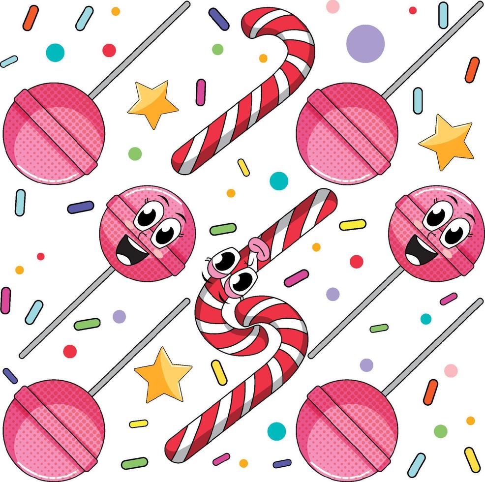 Sweet candy and lollipop seamless pattern vector