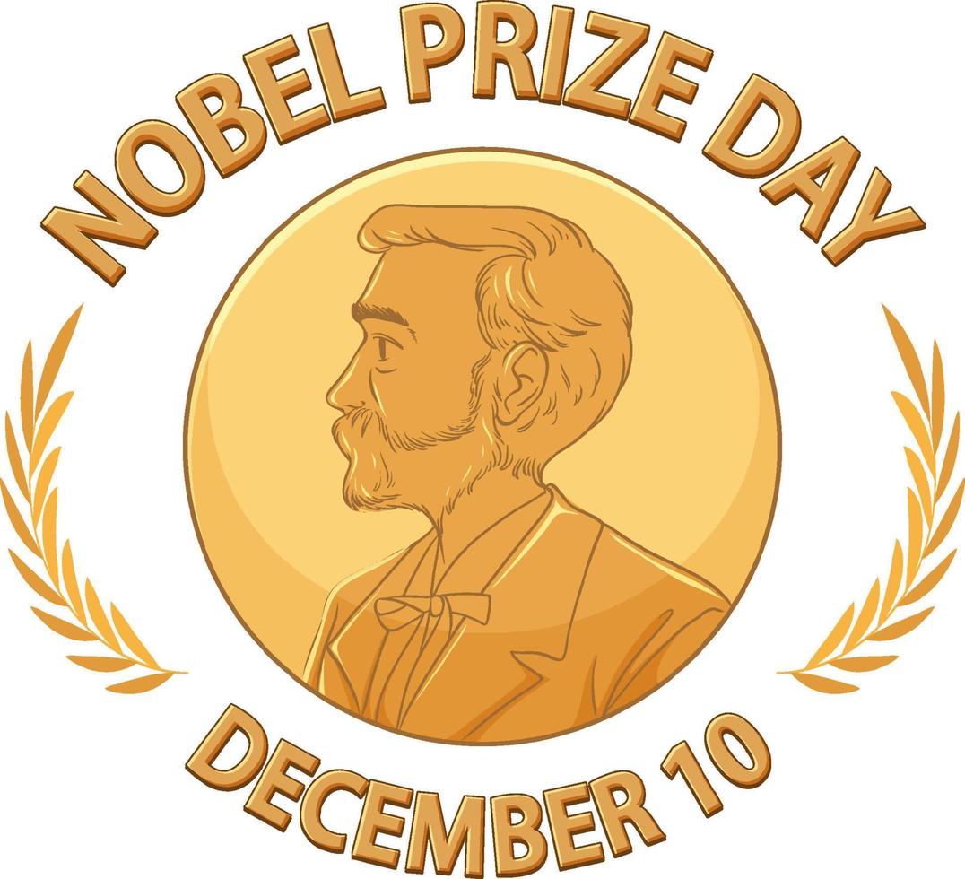 Nobel Prize Day text for banner or poster design vector