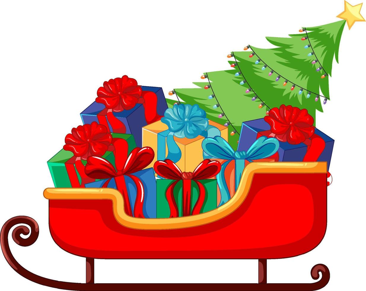 Christmas gifts on sleigh vector