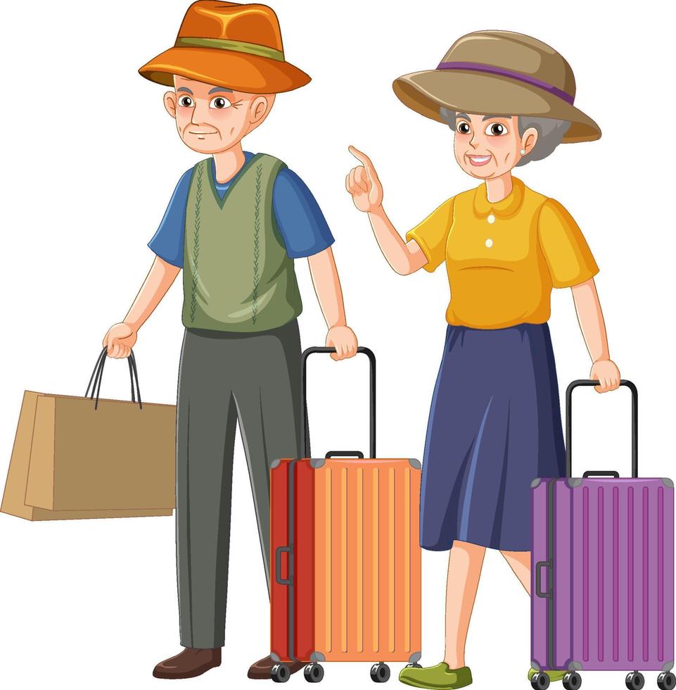 A senior couple cartoon character travelling vector