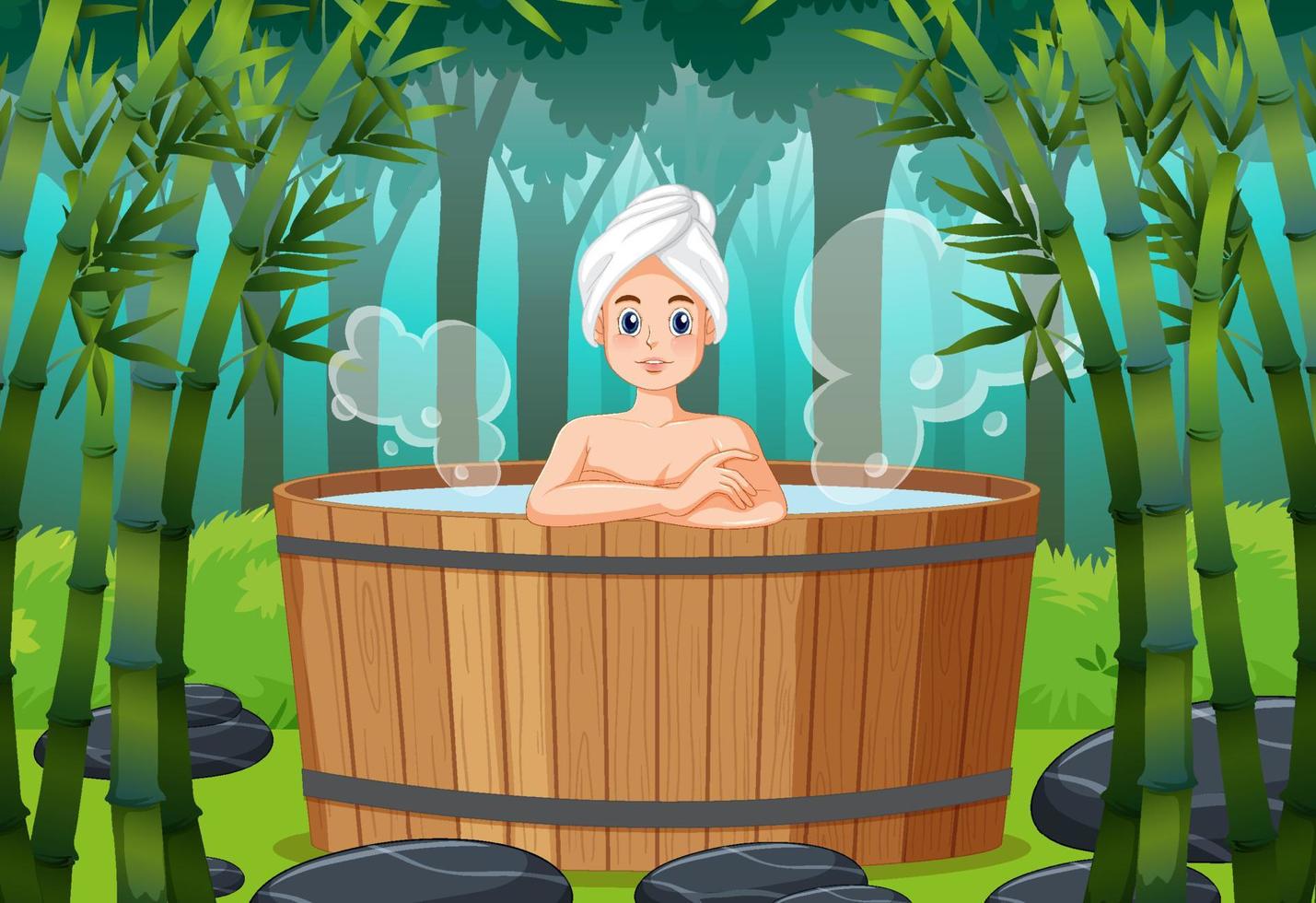 Young woman in hot tub spa vector