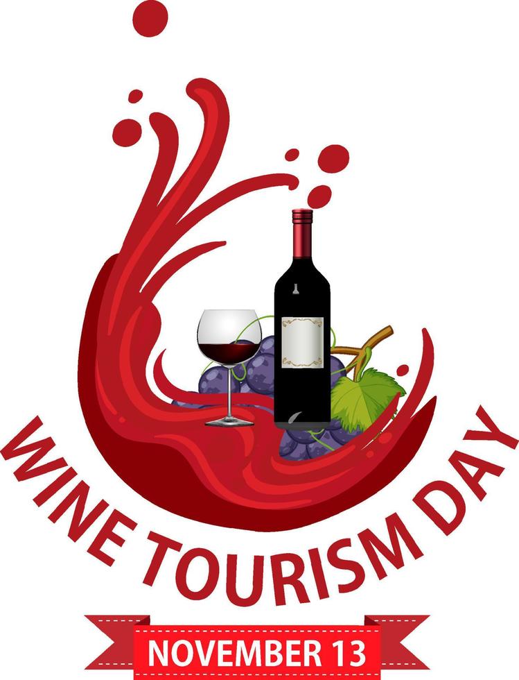 diseño del logotipo de la fuente del día del turismo del vino vector