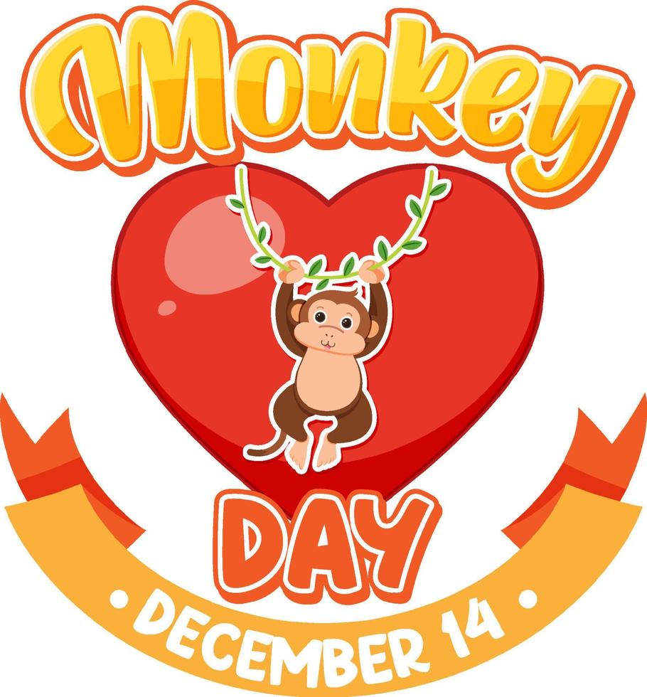 Monkey day text for banner or poster design vector