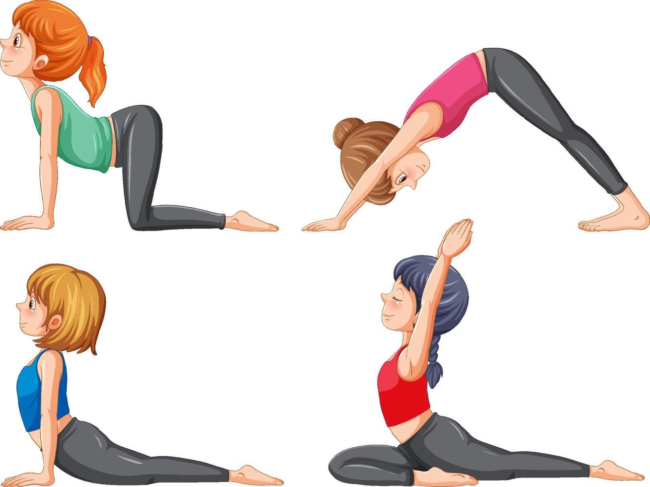 conjunto de posturas de yoga vector