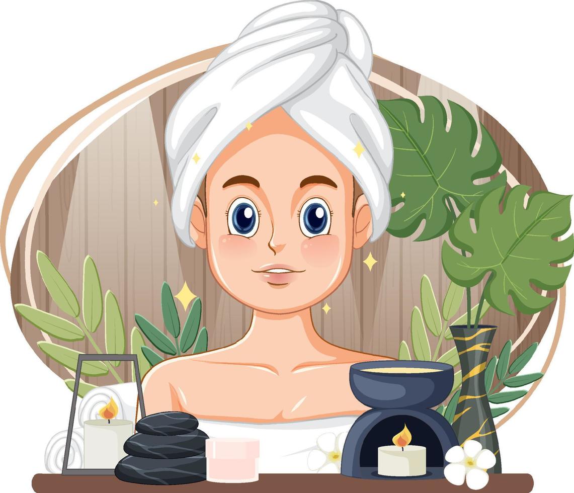 Beauty woman wearing hair towel vector