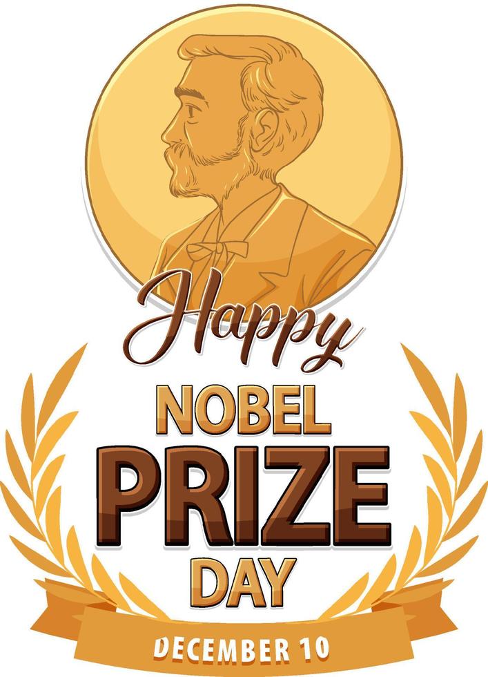 Nobel Prize Day text for banner or poster design vector