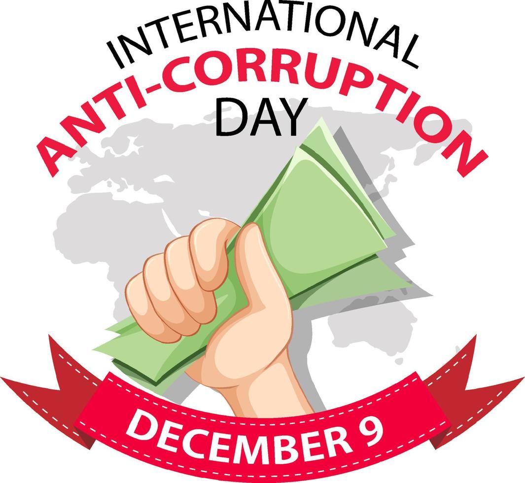 banner de icono de diciembre del día internacional contra la corrupción vector