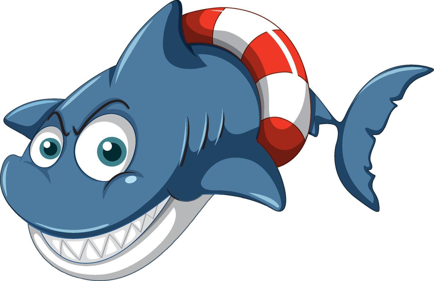 personaje de dibujos animados de tiburón sonriente vector