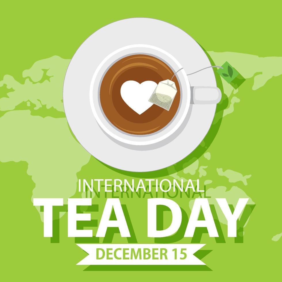 International tea day text banner vector