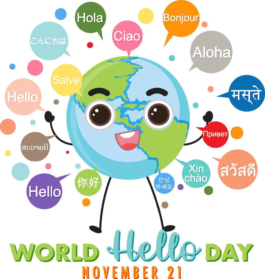 World hello day banner design vector