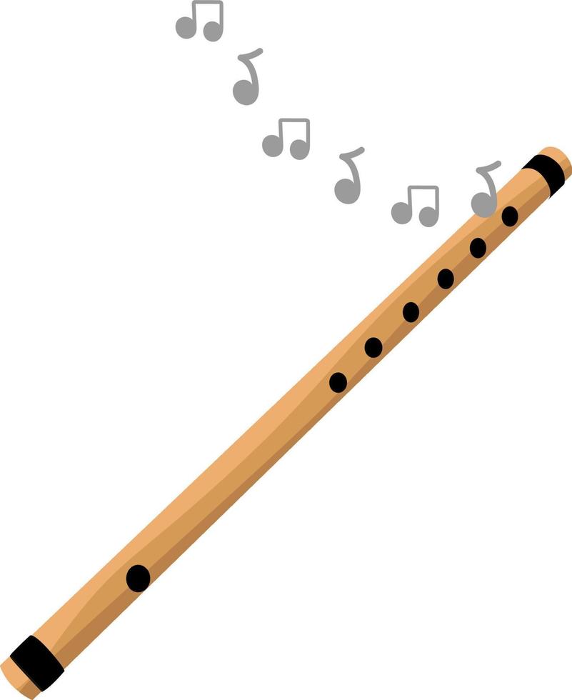 Wooden flute, illustration, vector on white background