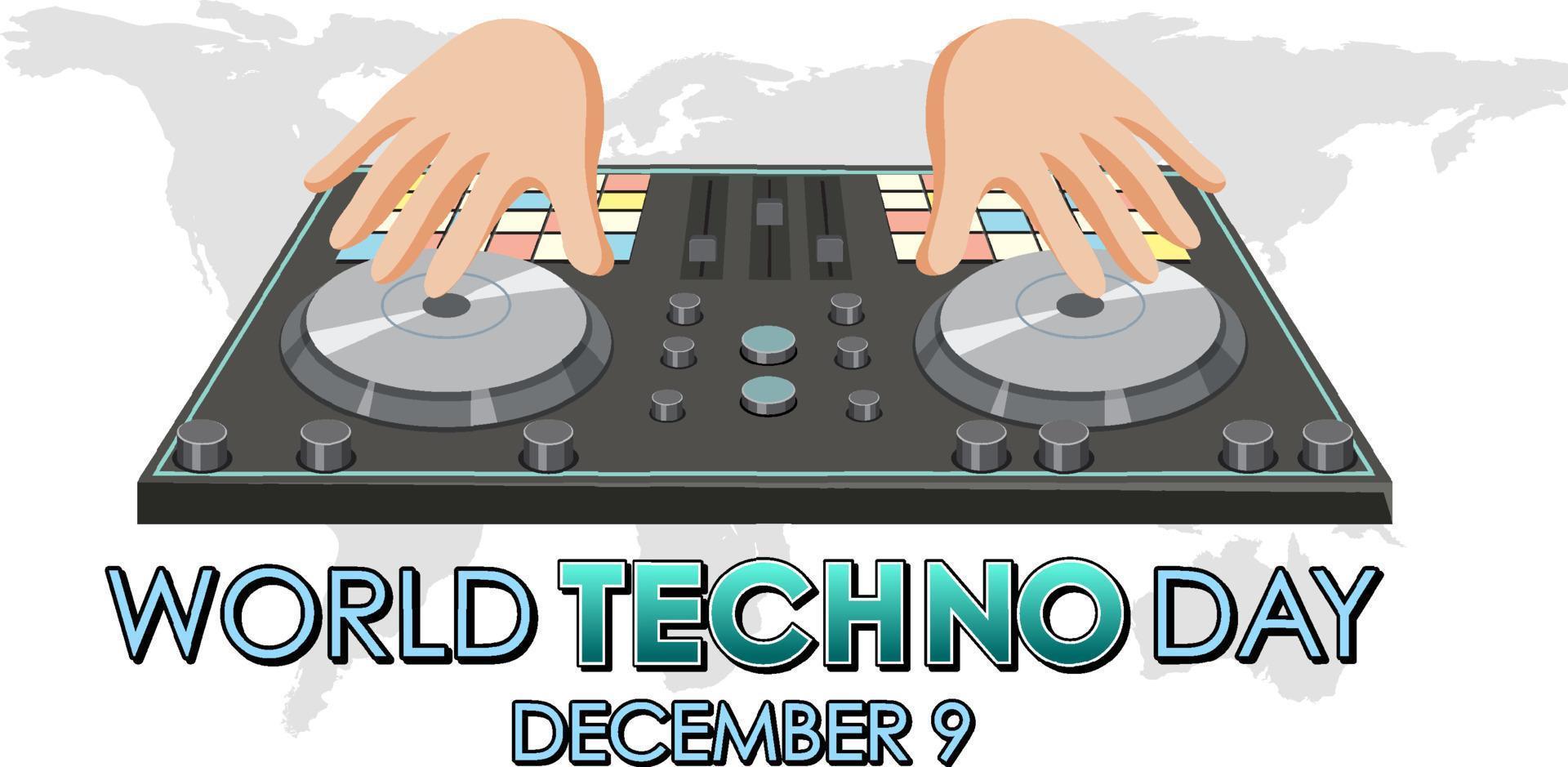 World techno day text banner design vector