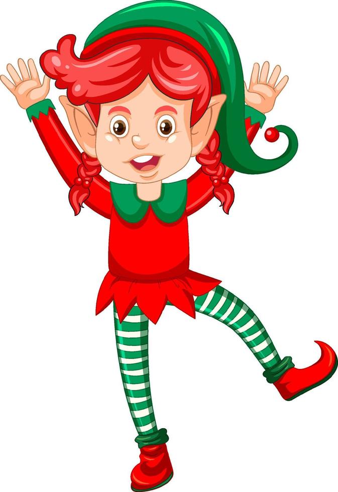 Cute kid wearing elf costume cartoon vector