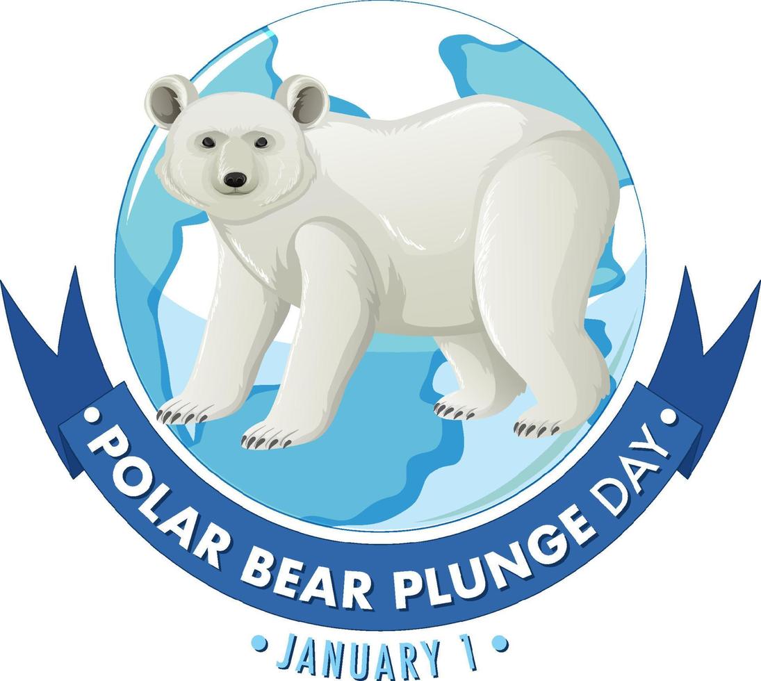 icono del día de la zambullida del oso polar enero vector