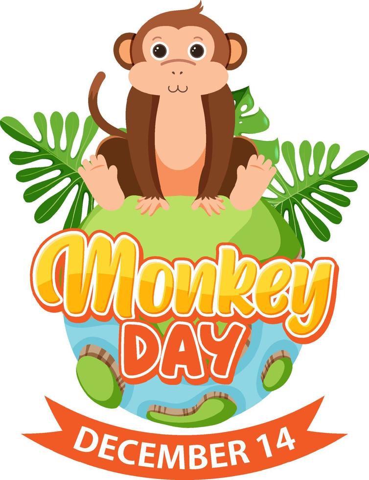 Monkey day text for banner or poster design vector