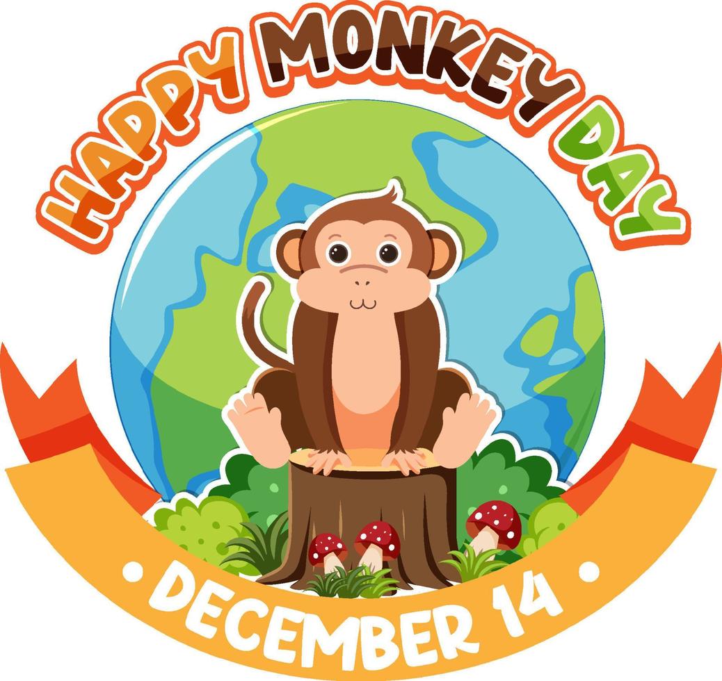 Monkey day text for banner or poster design vector