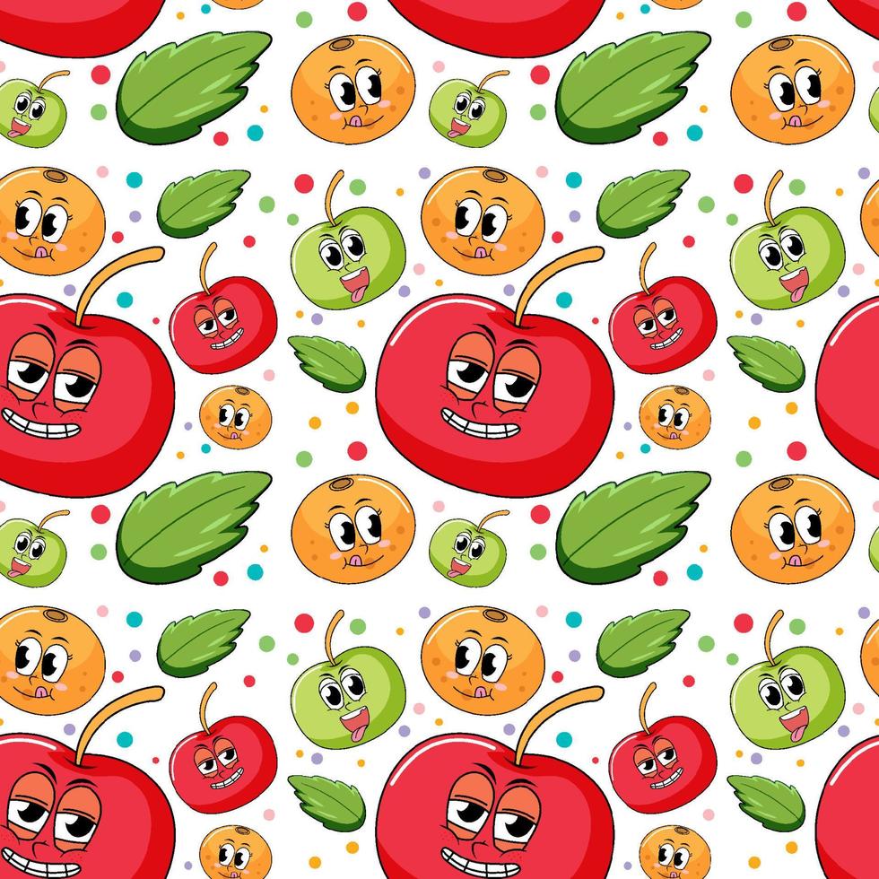 Different fruit cartoon character seamless pattern vector