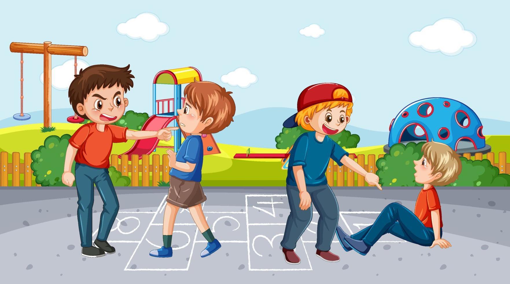 School bullying with student cartoon characters vector