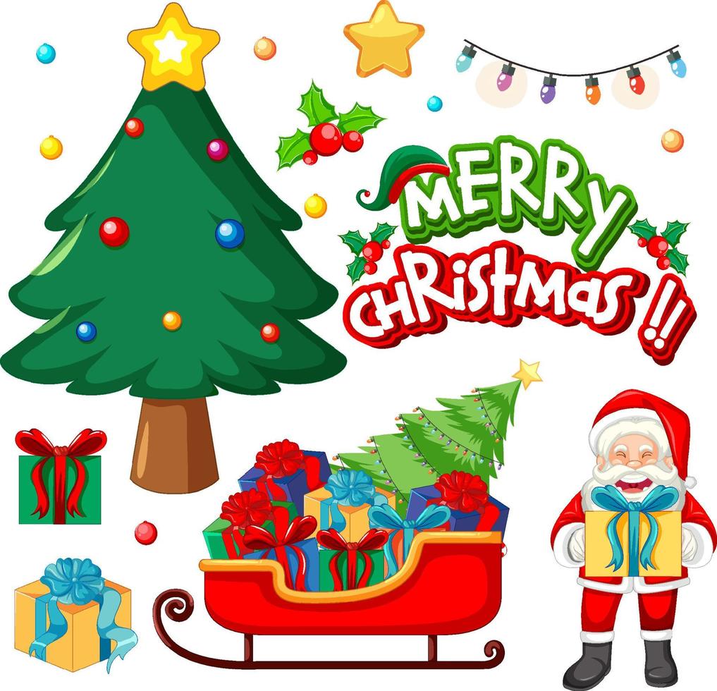 Set of Christmas elements and objects vector