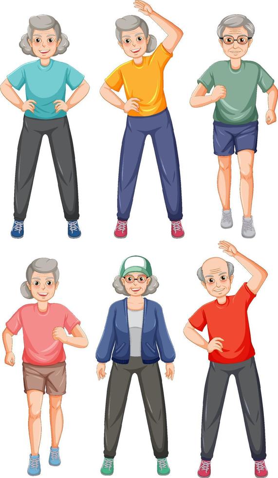 Collection of elderly people characters vector