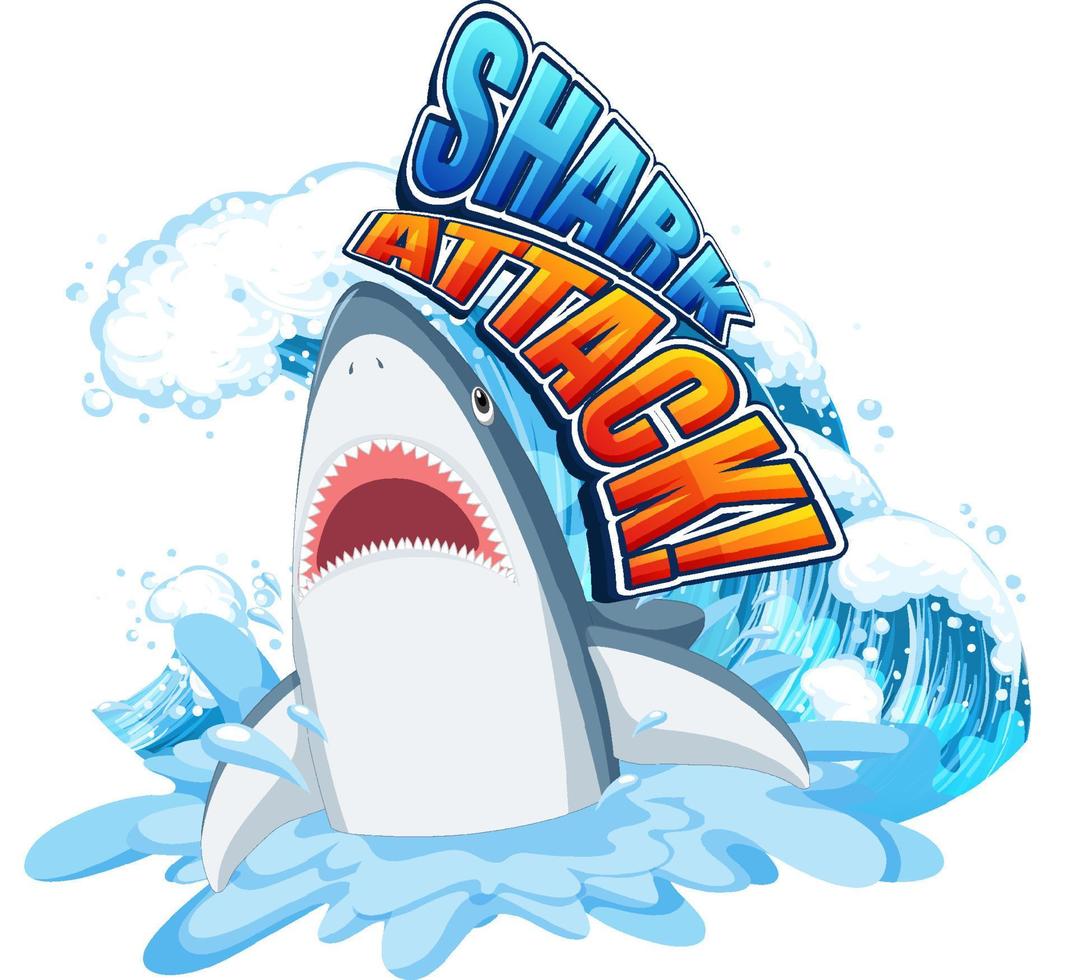 Shark attack icon with shark cartoon character vector