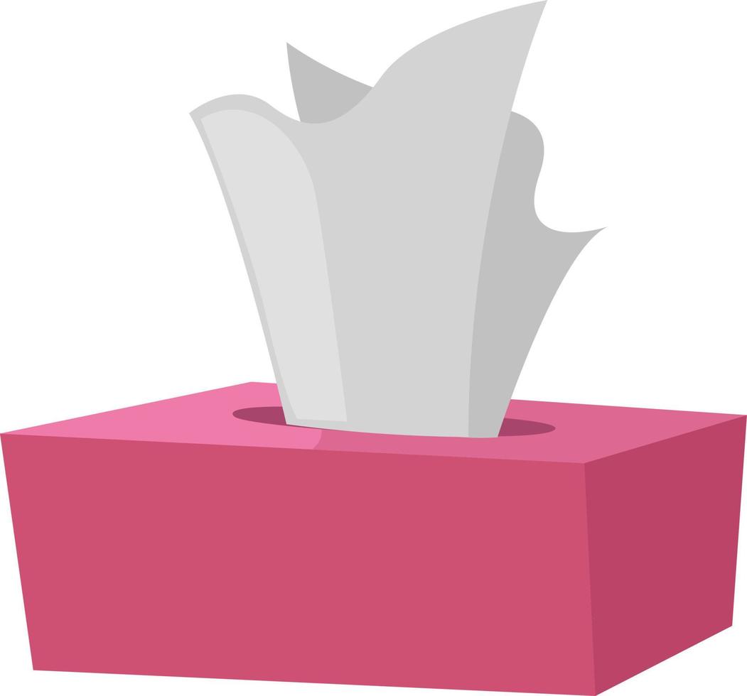 Caja de servilletas rosa, ilustración, vector sobre fondo blanco.